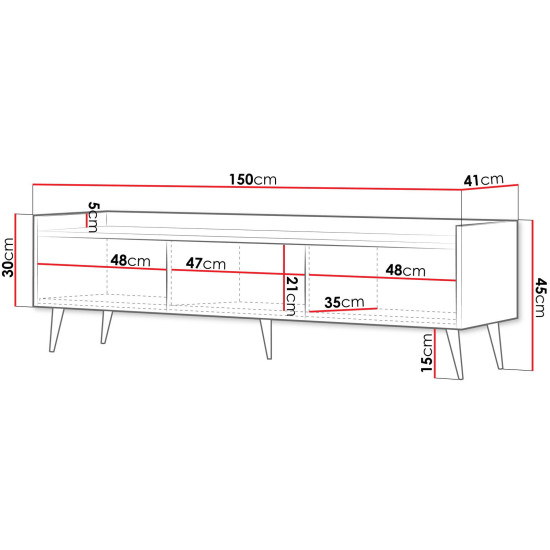 Тумба под телевизор ADEMO REG 6 150х45х41 орех / орех 2