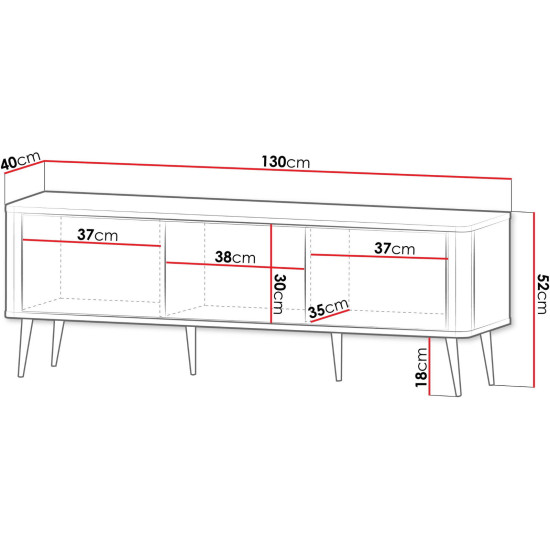 Тумба под телевизор MARLY REG 14 130х52х40 кашемир / орех 2