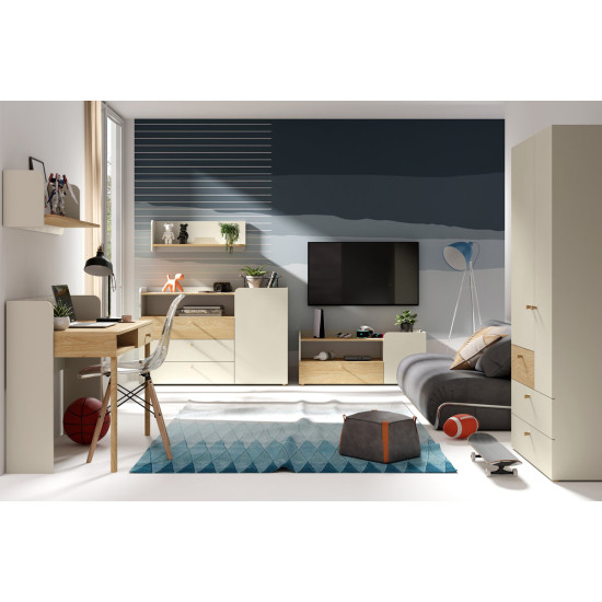 Стол компьютерный YUKI REG 11 124х93х60 серый / бежевый / дуб 5