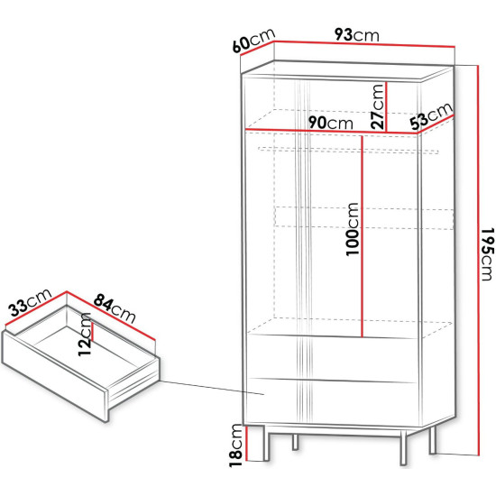 Витрина ALSY REG 1 93х195х60 антрацит / дуб 3