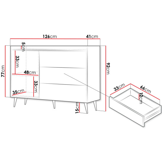 Комод ADEMO REG 4 126х92х41 кашемир / кашемир 3