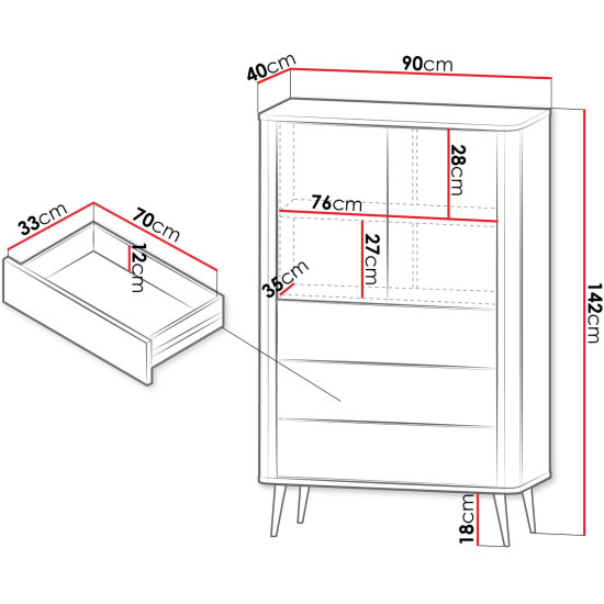 Витрина MARLY REG 6 90х142х40 кашемир / орех 5