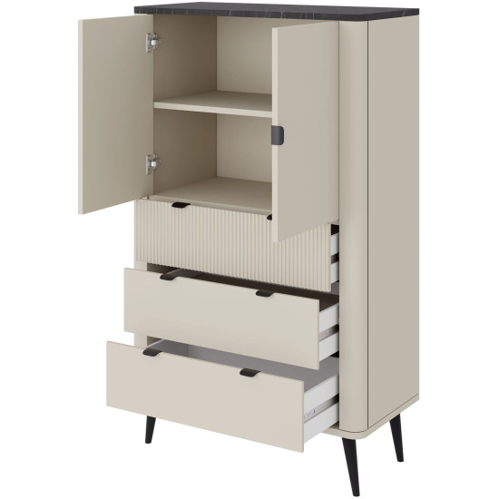 Витрина MARLY REG 6 90х142х40 кашемир / орех 4