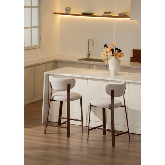 Полубарный стул NOMI H-1 орех металл / бежевая ткань 8