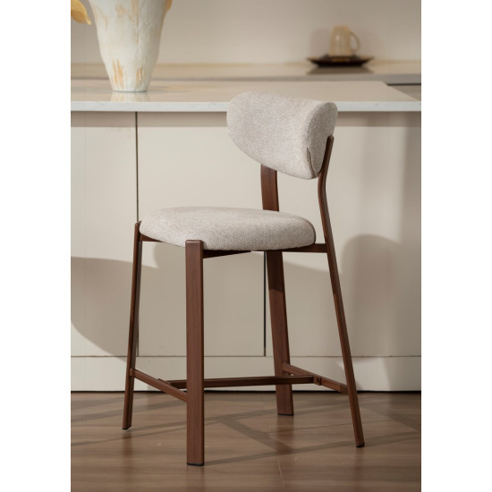 Полубарный стул NOMI H-1 орех металл / бежевая ткань 7