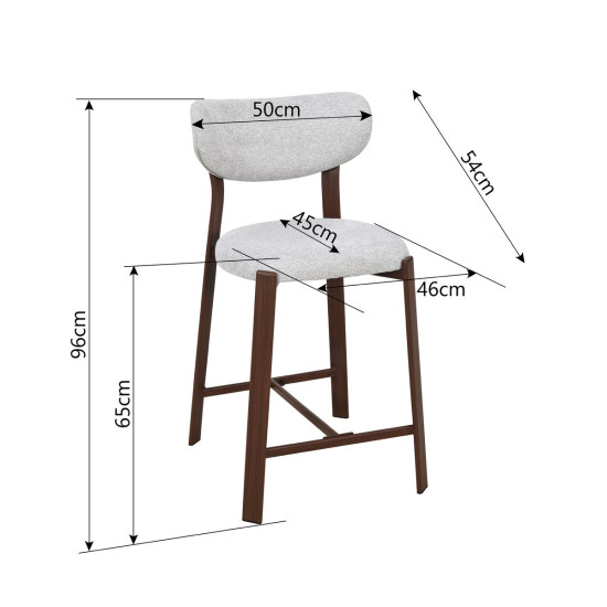 Полубарный стул NOMI H-1 орех металл / бежевая ткань 10