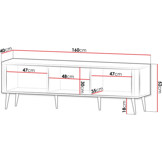 Тумба под телевизор MARLY REG 13 160х52х40 кашемир / орех 2