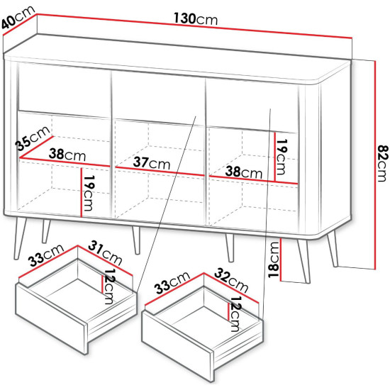 Комод MARLY REG 9 160х82х40 кашемир / орех 2