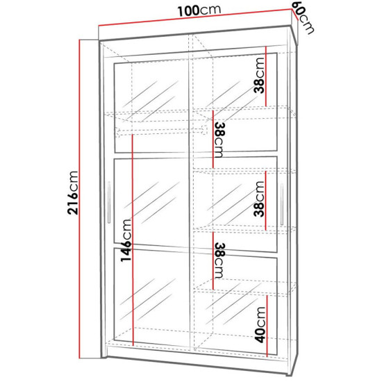 Шкаф-купе KARO 100 100х216х60 белый / белый 3