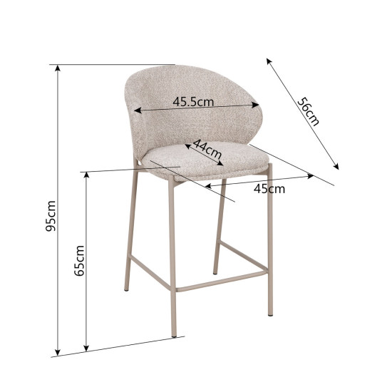 Полубарный стул RINO с кашемировым каркасом и бежевой тканью 10