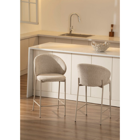 Полубарный стул RINO с кашемировым каркасом и бежевой тканью 9