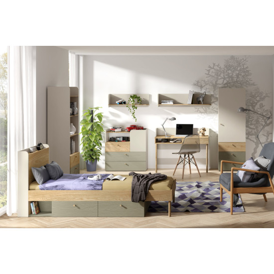 Шафа YUKI REG 6 60х150х40 сірий / бежевий / дуб / евкаліпт 4