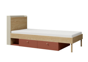 Кровать односпальная YUKI REG 13 94х93х217 серый / бежевый / дуб / коньяк