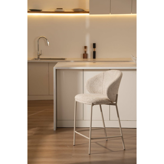 Полубарный стул RINO с кашемировым каркасом и бежевой тканью 8