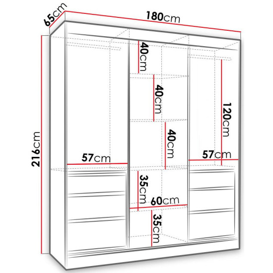 Шафа-купе HAITI 180 180х216х65 дуб / чорний 3