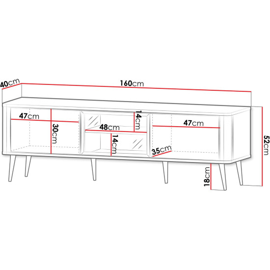 Тумба под телевизор MARLY REG 12 160х52х40 кашемир / орех 2