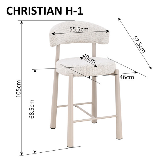 Барный стул CHRISTIAN H-1 кашемир каркас / бежевая ткань 10