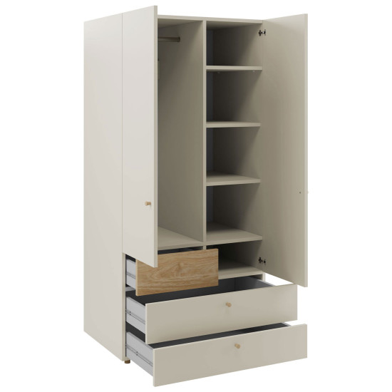 Шкаф YUKI REG 2 90х185х60 серый / бежевый / дуб / коньяк 3