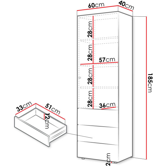 Шафа YUKI REG 4 60х185х40 сірий / бежевий / дуб / коньяк 2