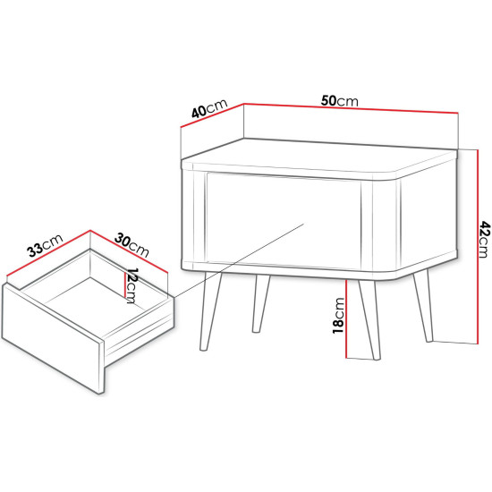 Тумба прикроватная MARLY REG 17 50х42х40 кашемир / орех 2