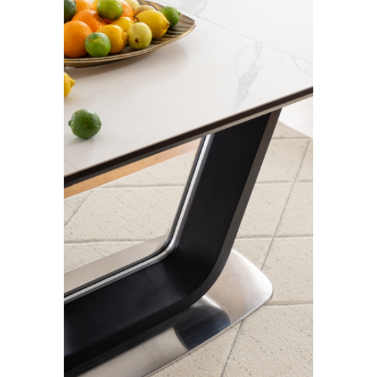 Стол обеденный раскладной Armani Ceramic 160(220)х90 Эффект Мармура / Черный Мат ARMANIBC160 12