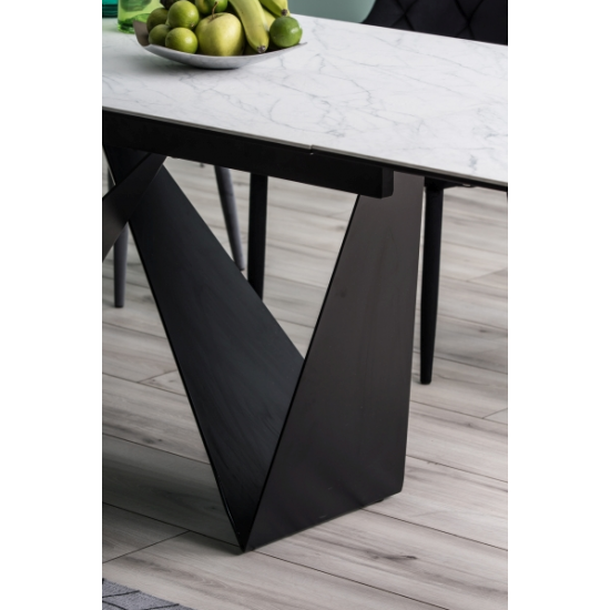 Стол обеденный раскладной Cavalli II Ceramic 90x160 Белый Мармур / Черный Мат CAVALLIBC160 2