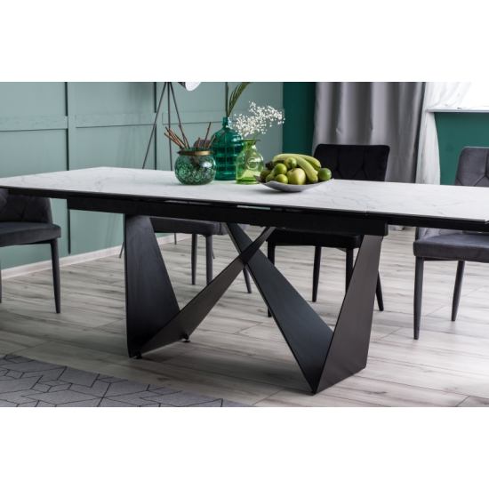 Стол обеденный раскладной Cavalli II Ceramic 90x160 Белый Мармур / Черный Мат CAVALLIBC160 4