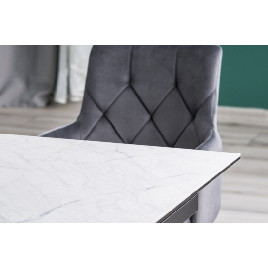 Стол обеденный раскладной Cavalli II Ceramic 90x160 Белый Мармур / Черный Мат CAVALLIBC160 3