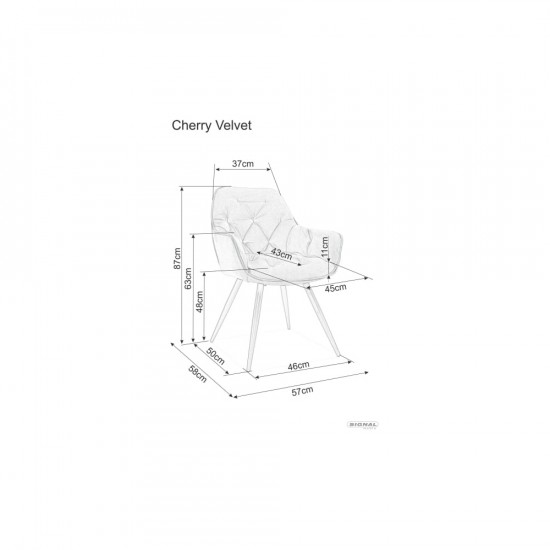Cтул Cherry Velvet Античный Розовый / Черный CHERRYVCRA 2