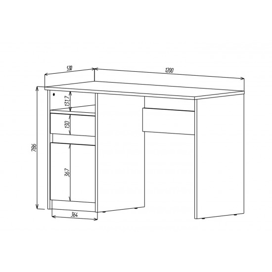 Компьютерный стол Jusk A Миндаль / Дуб Сонома 4