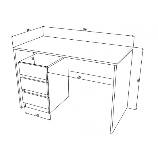 Компьютерный стол Vector 120x60 Белая Аляска / Черный 4