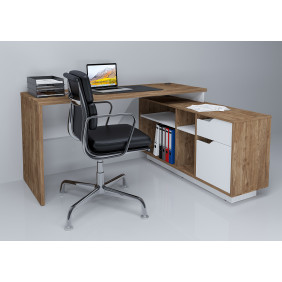 Компьютерный стол Nord Дуб Ансберг Темный / Белая Аляска правый