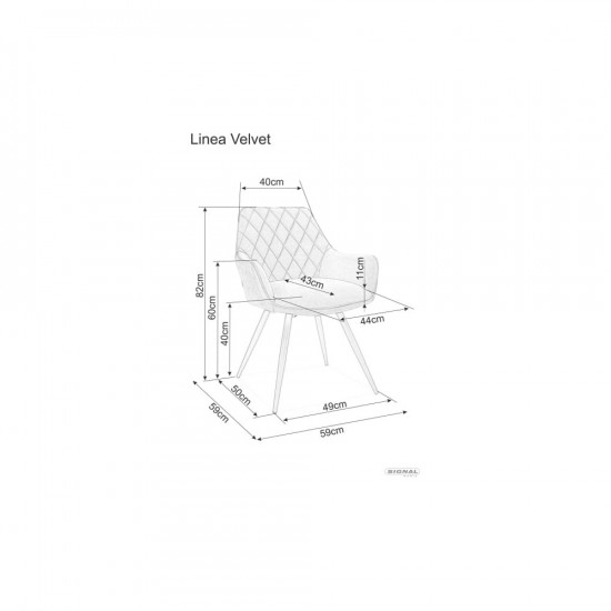 Кресло Linea Velvet Серый / Черный LINEAVCSZ 4