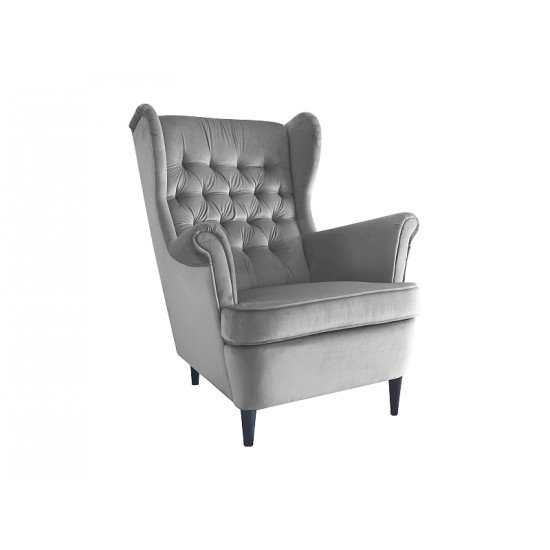 Кресло HARRY VELVET серый BLUVEL 14 / венге HARRYV14W 1