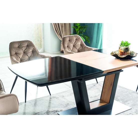 Стол обеденный раскладной Sydney 160(220)x90 см Черный / Дуб (SYDNEYCD160) SYDNEYCD160 8