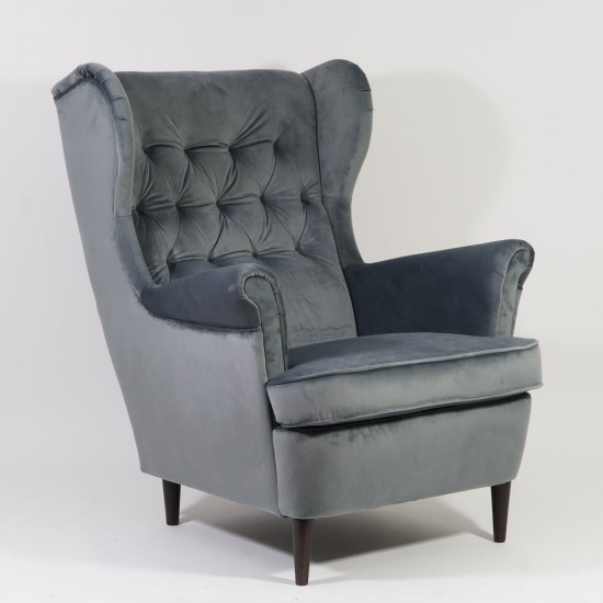 Кресло HARRY VELVET серый BLUVEL 14 / венге HARRYV14W 2