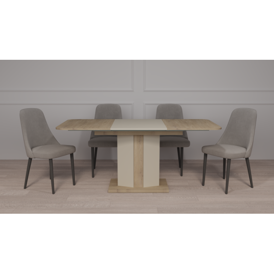 Обеденный стол раскладной CRYSTAL D/S 120(150-180)х80 дуб кремона котта/стоун бейж 2