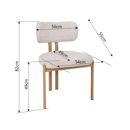 Кухонный стул TANO дуб металл/бежевая ткань 10