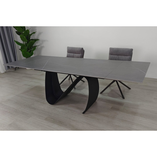 Стіл обідній розкладний JULIAN CERAMIC 160(240)*90 сірий мат/чорний 4