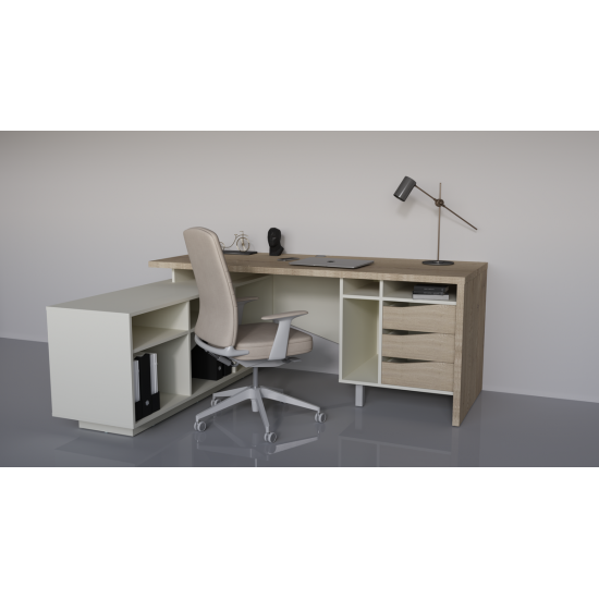 Стіл письмовий CONNECT 1 L SK 190×78 см. Дуб кремона котта / Стоун бейж 2