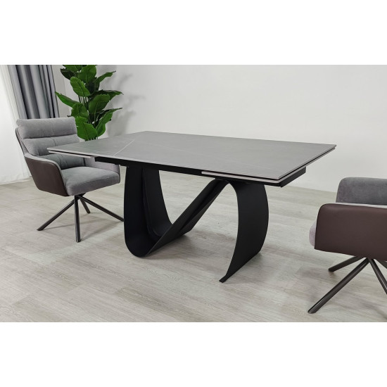 Стіл обідній розкладний JULIAN CERAMIC 160(240)*90 сірий мат/чорний 5