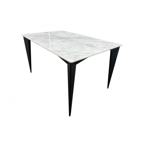 Стіл NORMAN CERAMIC 140*90 Muie White глянець / Чорний каркас 2