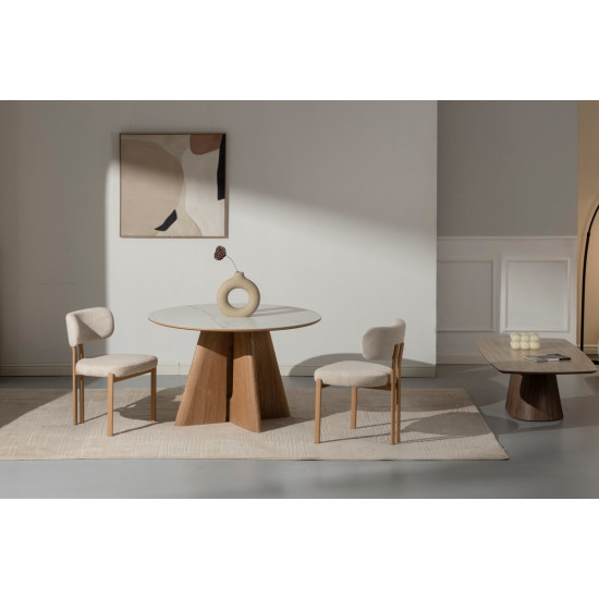 Кухонный стул TANO дуб металл/бежевая ткань 9