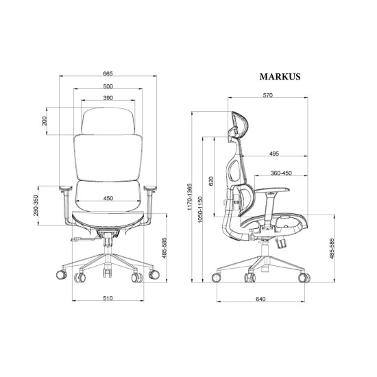 Кресло офисное MARKUS черная сетка / черный каркас 10
