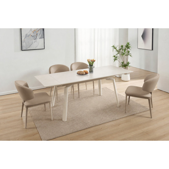 Стол обеденный раскладной BELFORD CERAMIC 140(200)*80 белый / кашемир 4