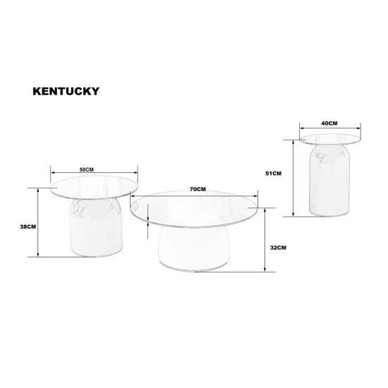 Журнальный столик KENTUCKY Серое стекло / Цветные (к-кт) 10