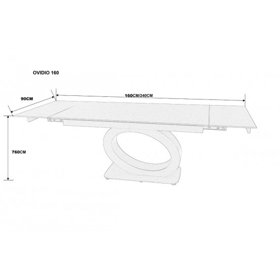 Стіл OVIDIO CERAMIC 160(240)*90 білий дуб/чорний каркас 6
