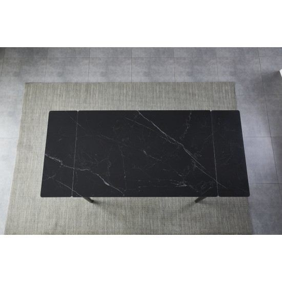 Стол обеденный раскладной BONN II CERAMIC 140(200)*90 черный мат/черный каркас 5