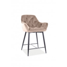 Полубарный стул CHERRY H-2 VELVET черный каркас / беж CHERRYH2VCBE