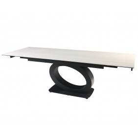 Стол OVIDIO CERAMIC 160(240)*90 белый дуб/черный каркас